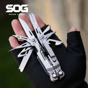 SOG PowerPint 18-in-1 Tactical Multi-Tool with Folding Pliers & Knife - Compact EDC Gear for Outdoor Camping, Survival & Hiking