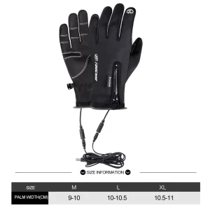 USB Touch Screen Gloves Electric Heated for Cycling Running Driving Hiking Walk