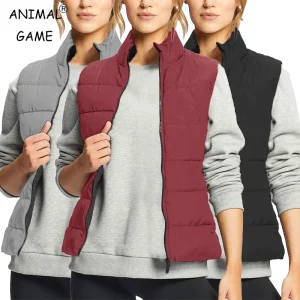 Women's Vests Slim Fit Full Zip Quilted Sleeveless Jacket for Women's Water-Resistant