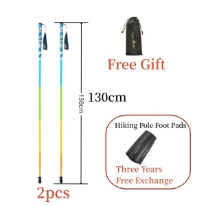 2PCS Carbon Fiber Five Section Folding Hiking Stick Ultra Lightweight Portable Hiking Stick Walking Pole